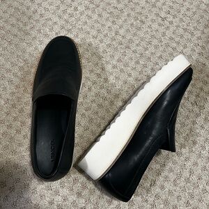 Vince Black and White Platform Loafers